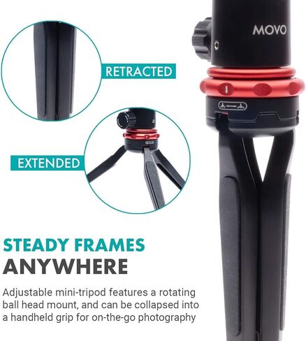 Movo iVlog1 Smartphone Video Vlogging Bundle with Supercardioid Microphone, Mini and Fullsize Tripods, LED Camera Light, Wide-Angle Lens External Microphone for iPhone and Android… in Kuwait