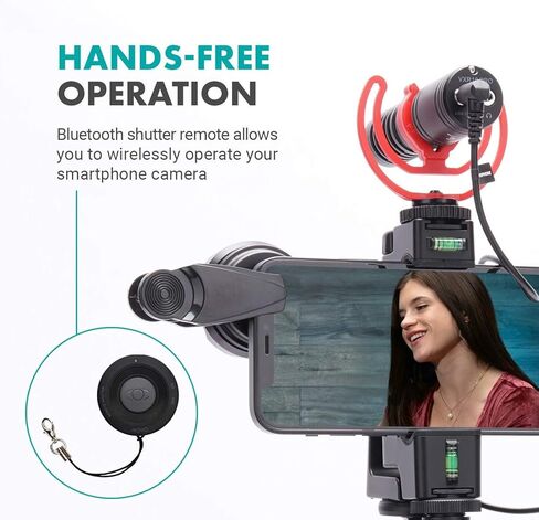 Movo iVlog1 Smartphone Video Vlogging Bundle with Supercardioid Microphone, Mini and Fullsize Tripods, LED Camera Light, Wide-Angle Lens External Microphone for iPhone and Android… in Kuwait