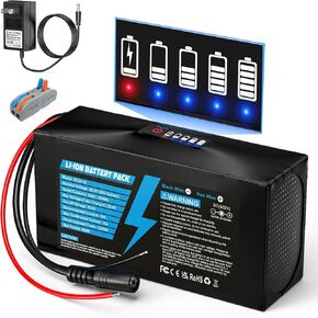 بطارية ليثيوم 24 فولت 10 أمبير في الساعة مع مؤشر بطارية LED، بطارية قابلة لإعادة الشحن 24 فولت مع شاحن 29.4 فولت 2 أمبير، موصل كابل للمشروعات التي تصنعها بنفسك، صندوق بومبوكس، سيارات ركوب للأطفال in Kuwait