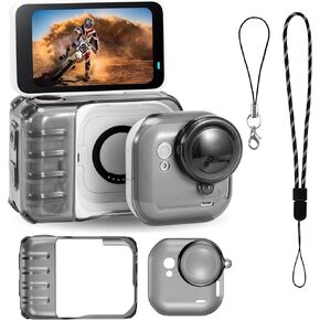 غطاء حماية STARTRC VCR لجهاز Insta 360 Go Ultra من الملحقات المقاومة للصدمات والخدش وقابل للغسل، غطاء شفاف مضاد للانزلاق، حماية ضد الغبار من أجل Go Ultra مع غطاء عدسة وحبل أسود in Kuwait
