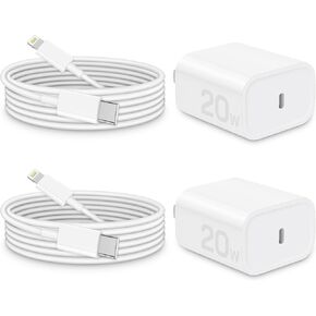 【عبوة من قطعتين】 شاحن حائط USB C بقدرة 20 واط لشاحن iPhone مع محول PD 3.0 USB C شحن سريع لهاتف iPhone 14/14 pro/14 plus/14 pro max/13/12/11/SE/XR/8، iPad Pro/ ميني وجالاكسي وبكسل 4/3 والمزيد in Kuwait