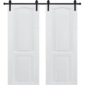 Dual CNC Crafted Modern Door 3/4" Thick 36 in. x 84 in. MDF White Barn Sliding Door with Hardware kit in Saudi Arabia