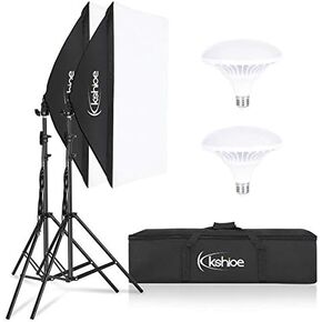 أضواء استوديو التصوير الفوتوغرافي مقاس 20 × 27 بوصة مع لمبات LED 2X 5500K 50W، حامل إضاءة قابل للتعديل، إضاءة مستمرة لتسجيل الصور/الفيديو، الصور الشخصية، تسجيل الفيديو in Kuwait