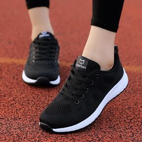 Women's Sneakers Breathable Knit Sneakers Lace-Up Casual Walking Shoes Lightweight Mesh Athletic Running Shoes Comfortable Outdoor Trainers in Kuwait