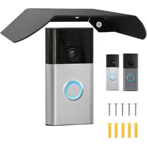Stainless Steel Doorbell Rain Cover Compatible with Ring Battery Doorbell(2024)/Plus/Pro/Wired Doorbell Pro, Sun Rain Shade Hood Weatherproof Anti-Glare Protector, Outdoor Doorbell Accessories Black in Saudi Arabia