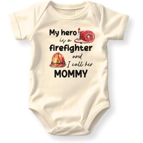 My Hero is a Firefighter and I call her Mommy Baby Bodysuit Cute Firefighting Tshirt Gift for Mom in Kuwait