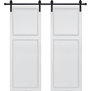 Dual 2-Panel Cottage Style Door 3/4" Thick 28 in. x 80 in. MDF White Barn Sliding Door with Hardware kit in Saudi Arabia