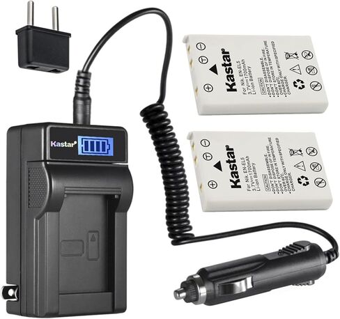 بطارية Kastar EN-EL5 وشاحن تيار متردد LCD متوافق مع كاميرات Nikon Coolpix 3700، Coolpix 4200، Coolpix 5200، Coolpix 5900، Coolpix 7900، Coolpix P3، Coolpix P4، Coolpix P80 in Kuwait