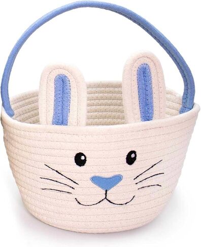 Personalized Easter Bunny Rope Basket (Pink) in Saudi Arabia