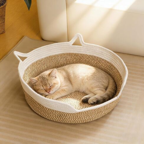 Cat Toy Basket, Cat Toy Box Organizer Baskets, Woven Cotton Rope Pet Puppy Dogs Cats Bed Toy Bin With Handle, Chew Toys Blankets Leashes Storage Baskets for All Pets - Puppies to Large in Kuwait