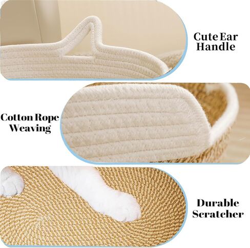 Cat Toy Basket, Cat Toy Box Organizer Baskets, Woven Cotton Rope Pet Puppy Dogs Cats Bed Toy Bin With Handle, Chew Toys Blankets Leashes Storage Baskets for All Pets - Puppies to Large in Kuwait