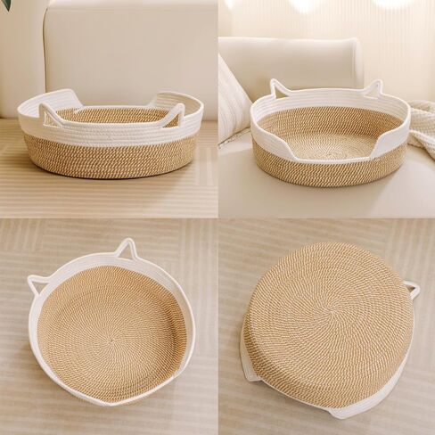 Cat Toy Basket, Cat Toy Box Organizer Baskets, Woven Cotton Rope Pet Puppy Dogs Cats Bed Toy Bin With Handle, Chew Toys Blankets Leashes Storage Baskets for All Pets - Puppies to Large in Kuwait