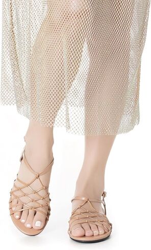Mtzyoa Women's Strappy Flat Sandals, Knotted Design, Slingback Open Toe,Cream in Saudi Arabia