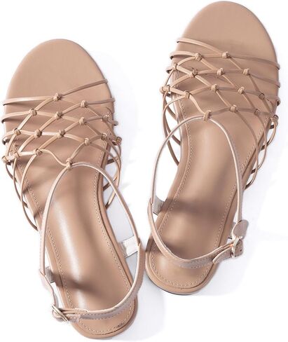 Mtzyoa Women's Strappy Flat Sandals, Knotted Design, Slingback Open Toe,Cream in Saudi Arabia