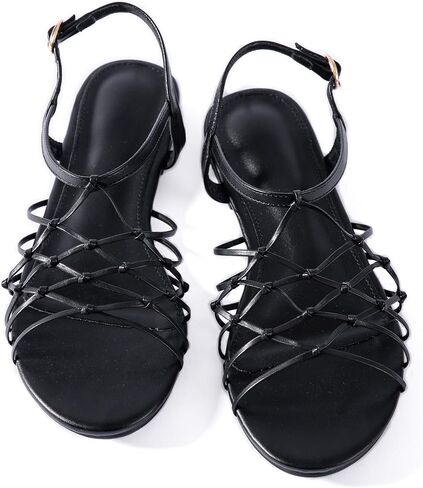 Mtzyoa Women's Strappy Flat Sandals, Knotted Design, Slingback Open Toe,Cream in Saudi Arabia