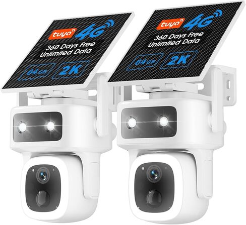 كاميرا أمان خلوية SANSCO 4G LTE لاسلكية في الهواء الطلق، بيانات غير محدودة مجانية لمدة 360 يومًا، بطاقة SIM مدمجة 64 جيجابايت، 360 درجة PTZ، بدون واي فاي تعمل بالطاقة الشمسية، رؤية ليلية ملونة 2K، صوت ثنائي الاتجاه، كشف الحركة in Kuwait
