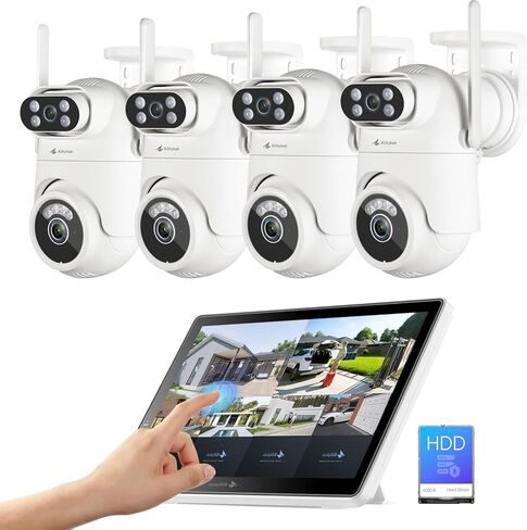 Kittyhok Dual Lens 4MP Outdoor Security Camera Wireless, 2.4/5GHz WiFi, Motion Detection, Auto Tracking, 360° Pan & Tilt, Night Vision, 2-Way Audio, 24/7 Record in Saudi Arabia
