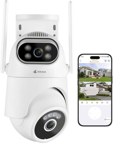 Kittyhok Dual Lens 4MP Outdoor Security Camera Wireless, 2.4/5GHz WiFi, Motion Detection, Auto Tracking, 360° Pan & Tilt, Night Vision, 2-Way Audio, 24/7 Record in Saudi Arabia