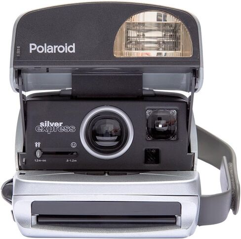 كاميرا بولارويد 600 إكسبريس الفورية – فضي | سلسلة فينتاج 600 | فلاش مدمج | يستخدم فيلم Polaroid 600 (متجدد) in Kuwait