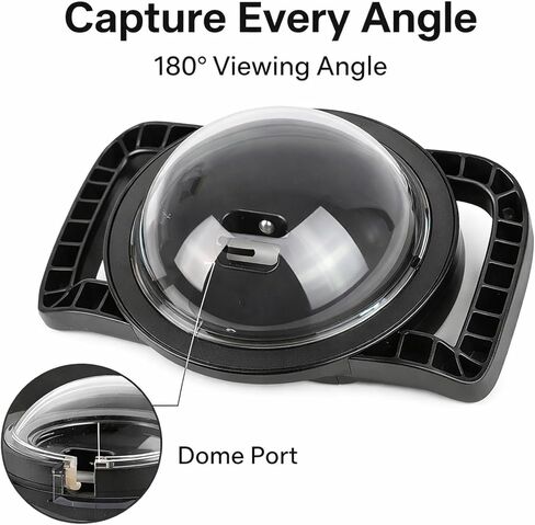 Action Camera Dome Port Housing Case, Water to 147.6FT, 180 Degree Wide Angle for 12 11 10 9 Sports Cameras - Superior Underwater Performance, Acrylic Construction, in Kuwait