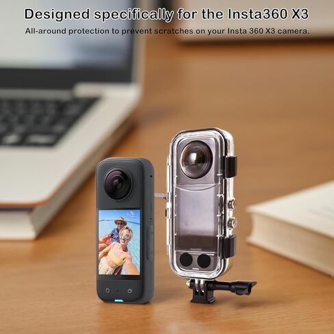 حافظة مقاومة للماء بطول 40 متر/131 قدم لكاميرا Insta 360 X3، غطاء حماية للغوص تحت الماء لكاميرا الحركة Insta 360 X3 مع ملحقات الدعامة in Kuwait