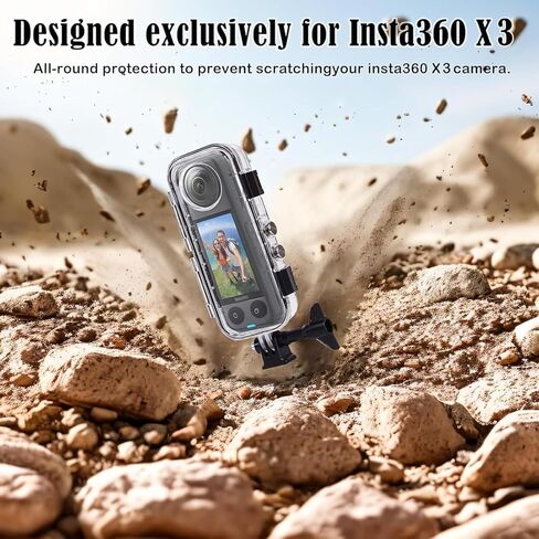 حافظة مقاومة للماء بطول 40 متر/131 قدم لكاميرا Insta 360 X3، غطاء حماية للغوص تحت الماء لكاميرا الحركة Insta 360 X3 مع ملحقات الدعامة in Kuwait