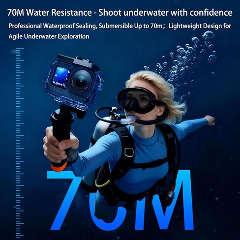 حافظة مضادة للماء مع عصا عائمة لـ DJI OSMO Action 6، 70M/229FT غطاء تحت الماء مع عدسة مضادة للضباب وحامل سريع الفك للغوص والغطس وملحقات Action 6 in Kuwait