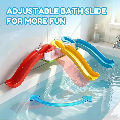 iPlay، iLearn Baby Slide Bath Toys للأطفال الصغار 1-3، مجموعة ألعاب دش حوض الاستحمام للرضع، حيوانات عائمة ممتعة في وقت الاستحمام، مجموعة ألعاب مياه حوض الاستحمام للأطفال، هدية عيد ميلاد 12 18 شهرًا، 1 2 3 سنوات للأولاد والبنات in Kuwait