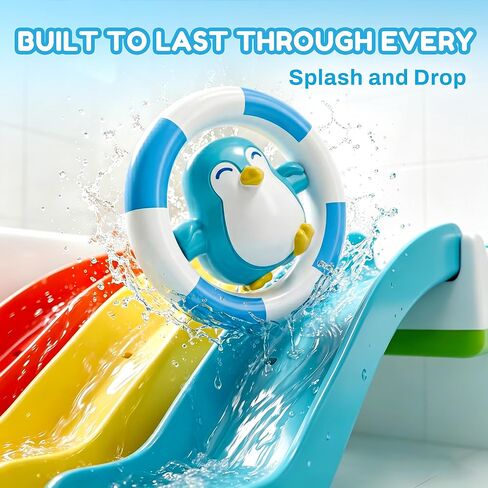 iPlay، iLearn Baby Slide Bath Toys للأطفال الصغار 1-3، مجموعة ألعاب دش حوض الاستحمام للرضع، حيوانات عائمة ممتعة في وقت الاستحمام، مجموعة ألعاب مياه حوض الاستحمام للأطفال، هدية عيد ميلاد 12 18 شهرًا، 1 2 3 سنوات للأولاد والبنات in Kuwait