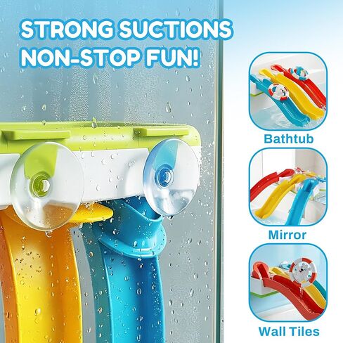 iPlay، iLearn Baby Slide Bath Toys للأطفال الصغار 1-3، مجموعة ألعاب دش حوض الاستحمام للرضع، حيوانات عائمة ممتعة في وقت الاستحمام، مجموعة ألعاب مياه حوض الاستحمام للأطفال، هدية عيد ميلاد 12 18 شهرًا، 1 2 3 سنوات للأولاد والبنات in Kuwait
