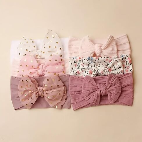 Set of 6 Solid Color Soft Stretchy Nylon Headbands for Babies, Suitable for Daily Wear for Infants Aged 0 to 3 Years, Perfect for Valentine'S Day in Kuwait