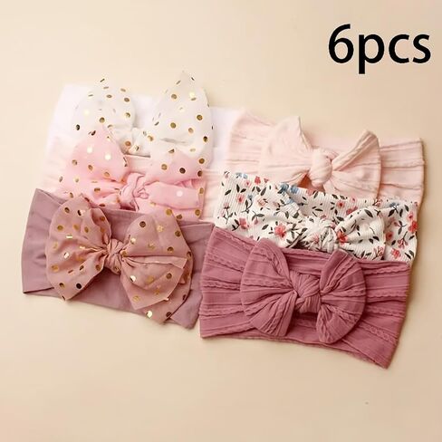 Set of 6 Solid Color Soft Stretchy Nylon Headbands for Babies, Suitable for Daily Wear for Infants Aged 0 to 3 Years, Perfect for Valentine'S Day in Kuwait