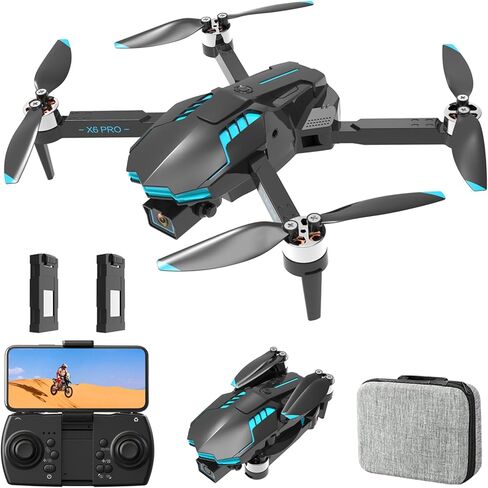 طائرة بدون طيار بكاميرا FPV بدقة 1080 بكسل للمبتدئين، طائرة كوادكوبتر قابلة للطي مع جهاز تحكم عن بعد، سهلة الطيران، تصميم محمول للبالغين والمراهقين، أسود in Kuwait
