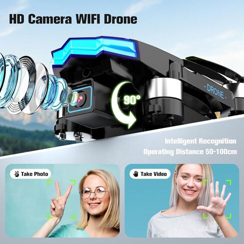 طائرة بدون طيار بكاميرا FPV بدقة 1080 بكسل للمبتدئين، طائرة كوادكوبتر قابلة للطي مع جهاز تحكم عن بعد، سهلة الطيران، تصميم محمول للبالغين والمراهقين، أسود in Kuwait