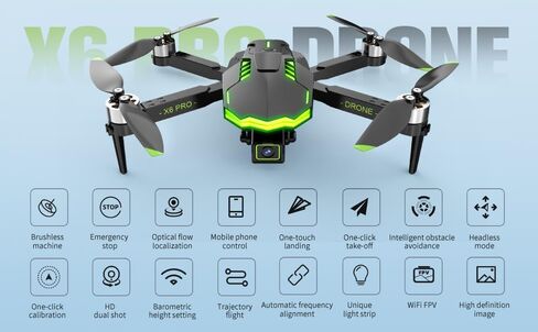 طائرة بدون طيار بكاميرا FPV بدقة 1080 بكسل للمبتدئين، طائرة كوادكوبتر قابلة للطي مع جهاز تحكم عن بعد، سهلة الطيران، تصميم محمول للبالغين والمراهقين، أسود in Kuwait
