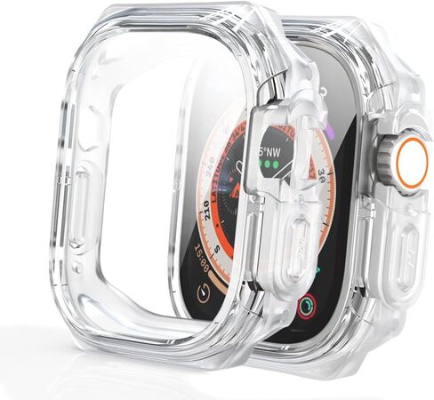 Unique Clear Case for Apple Watch Ultra 3/2 / 1 Screen Protector Case, 49mm iWatch Screen Protector Glass + Protective Face Cover Advanced Bumper for Apple Ultra Bands Accessories (49mm, Black) in Saudi Arabia