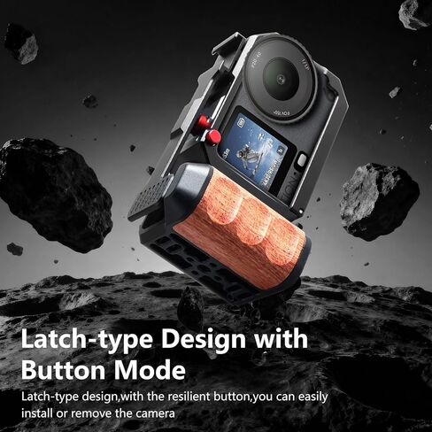 Vertical Shoot Camera Cage with Side Handle Compatible with DJI OSMO Action 6,Split-Type Cage and Handgrip with Seesaw Shutter Extender Bar and Built-in Cold Shoe Mount in Kuwait