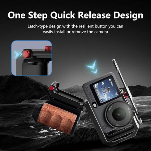 Vertical Shoot Camera Cage with Side Handle Compatible with DJI OSMO Action 6,Split-Type Cage and Handgrip with Seesaw Shutter Extender Bar and Built-in Cold Shoe Mount in Kuwait