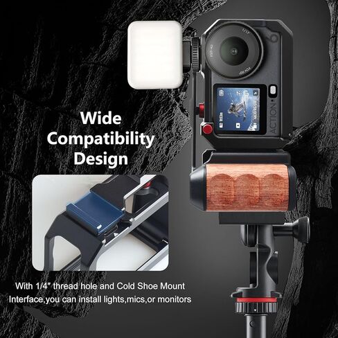 Vertical Shoot Camera Cage with Side Handle Compatible with DJI OSMO Action 6,Split-Type Cage and Handgrip with Seesaw Shutter Extender Bar and Built-in Cold Shoe Mount in Kuwait