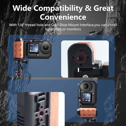 Vertical Shoot Camera Cage with Side Handle Compatible with DJI OSMO Action 6,Split-Type Cage and Handgrip with Seesaw Shutter Extender Bar and Built-in Cold Shoe Mount in Kuwait