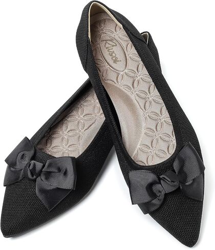 Womens Ballet Flats Pointed Toe Flats for Women Dressy Knit Flat Shoes with Bow Casual Comfortable Work Office in Kuwait