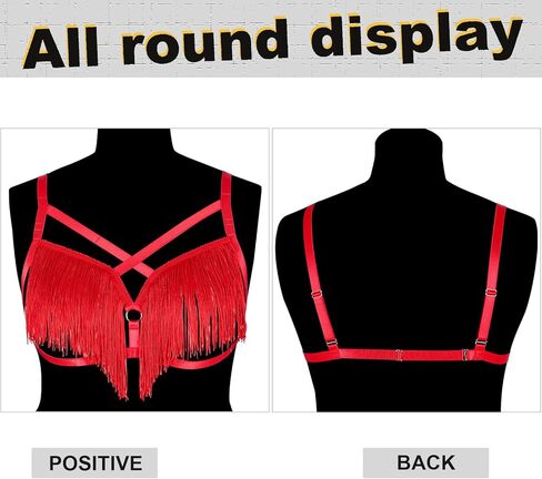 Women's Body Harness Punk Bra No Cup Plus Size Tassel Fashion Bra Gothic Christmas Carnival Halloween Dance Wife Gift in Saudi Arabia