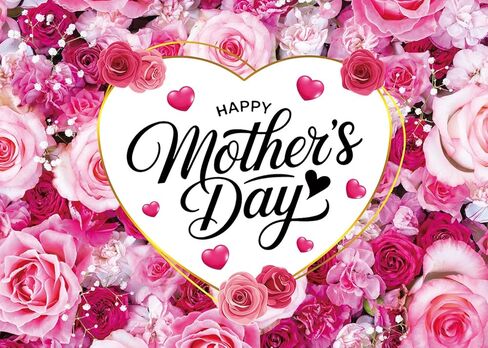 Pink Floral Happy Mother's Day Backdrop Flower Wall Mother's Day Party Banner Decoration Photo Shoot Props (8x6ft) in Kuwait