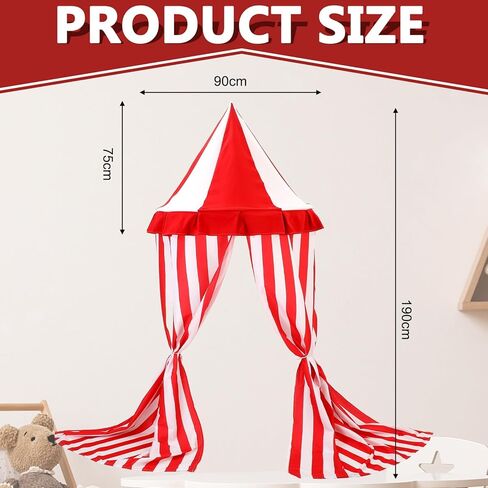 Preboun 4 Pcs Carnival Circus Tent Decor Backdrop 6 x 3 ft Red and White Indoor Reading Nook Hanging Party Decoration Canopy for Home Outdoor Circus Festive Birthday Candy Theme Party Photography in Kuwait