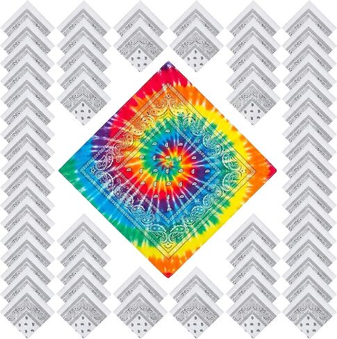 Tie Dye Paisley Bandanas Cowboy Hallowen Cotton Whit Bandanas Bulk Handkerchiefs for Men Women Cosplay Party Favors DIY in Saudi Arabia
