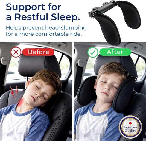 Adjustable Car Headrest Pillow, Road Pal Neck Support, Memory Foam U-Shaped Travel Sleeping Pillow for Kids & Adults, Head Neck Support for Car Seat Head Rest with Poles, Black in Kuwait