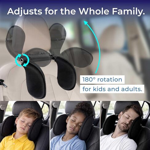 Adjustable Car Headrest Pillow, Road Pal Neck Support, Memory Foam U-Shaped Travel Sleeping Pillow for Kids & Adults, Head Neck Support for Car Seat Head Rest with Poles, Black in Kuwait