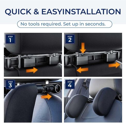 Adjustable Car Headrest Pillow, Road Pal Neck Support, Memory Foam U-Shaped Travel Sleeping Pillow for Kids & Adults, Head Neck Support for Car Seat Head Rest with Poles, Black in Kuwait