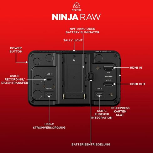 Atomos Ninja RAW: مسجل شاشة ProRes/ProRes RAW مع التحكم في الكاميرا لكاميرات HDMI والكاميرات التي لا تحتوي على مرآة in Kuwait