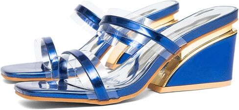 Womens PU Square Open Toe Wedge Sandals Comfortable Fashion Slip On Backless Slingback High Heel Dress Slides For Dating Party Working Wedding in Kuwait